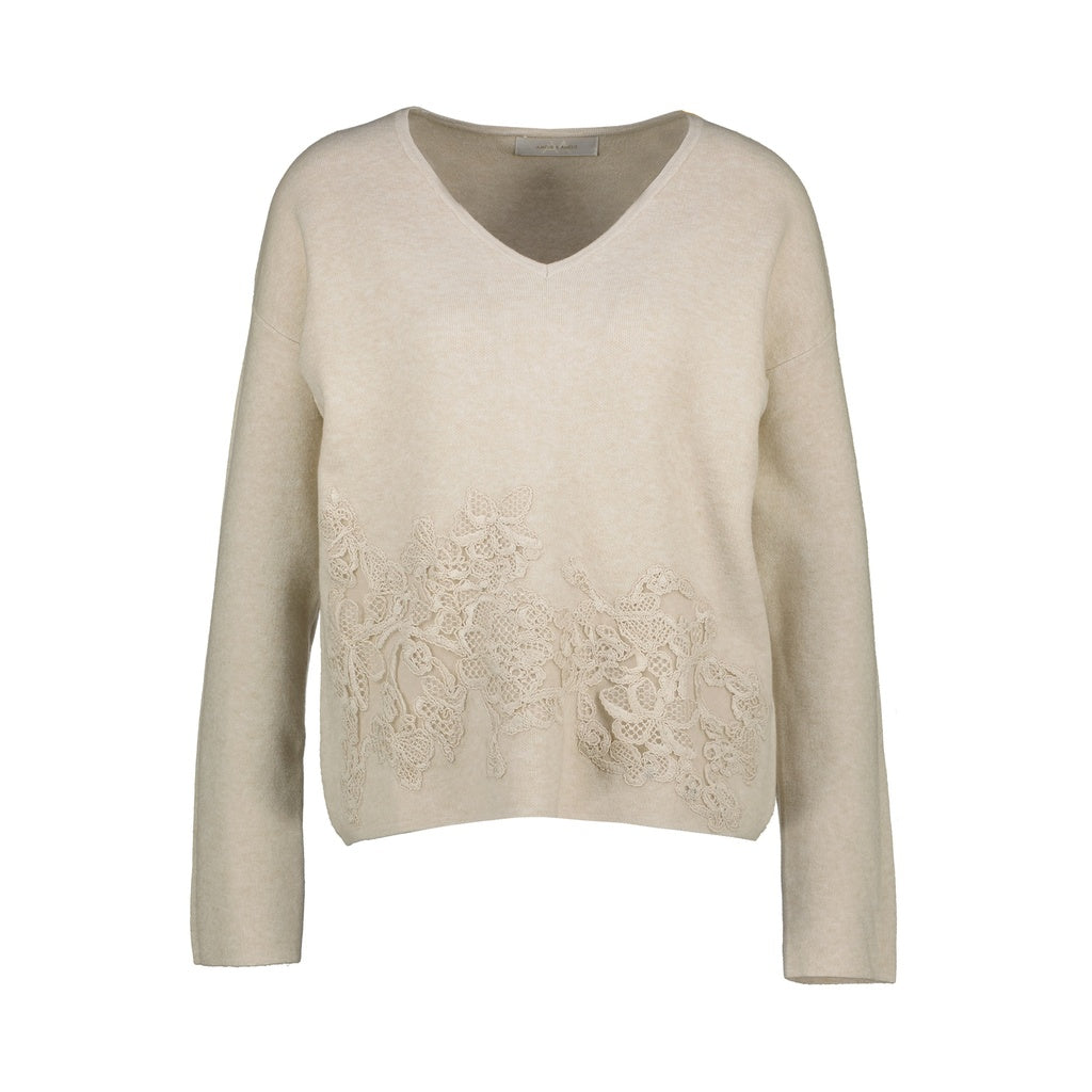 Trui beige borduursel Amélie & Amélie