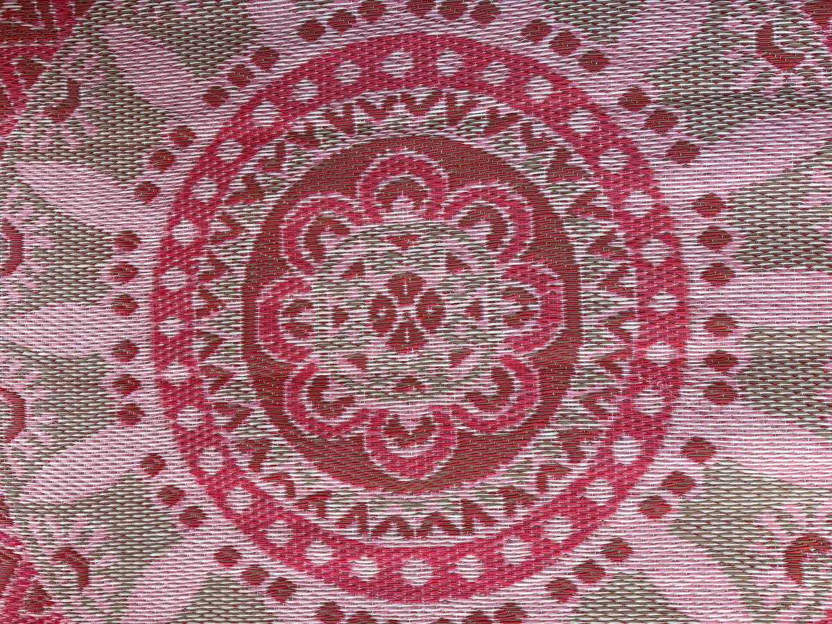 Buitenkleed rond dia 180 cm , roze / goud
