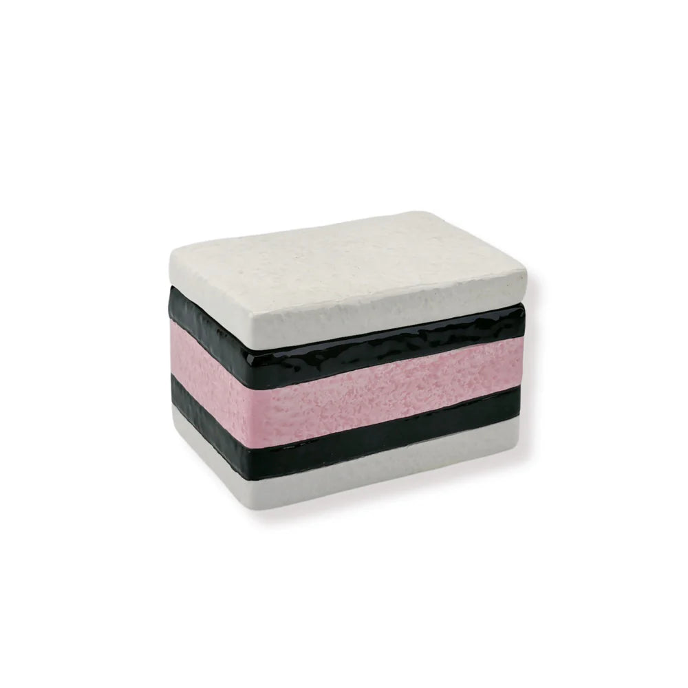 Opbergpot engelse drop - roze/wit
