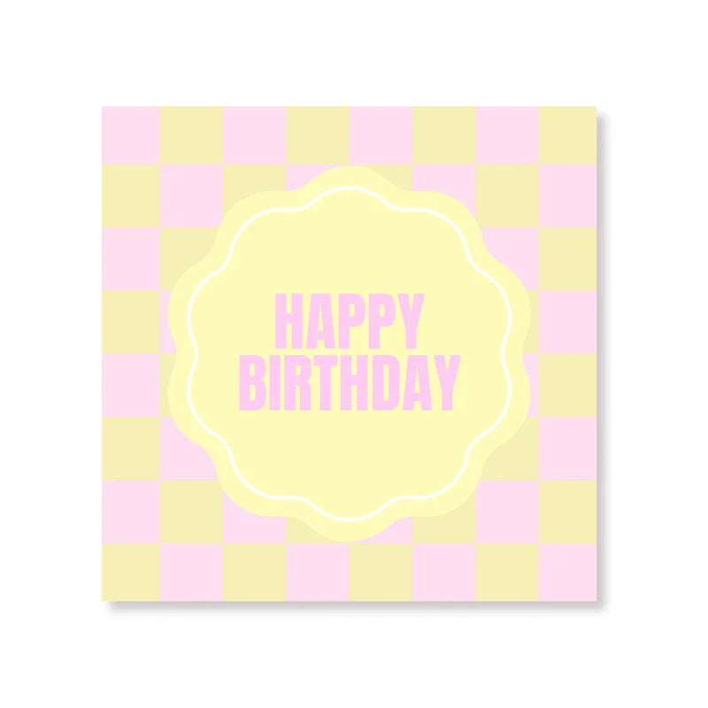 Papieren servetten - 33x33 cm - 3 laags - Roze/geel - Happy birthday