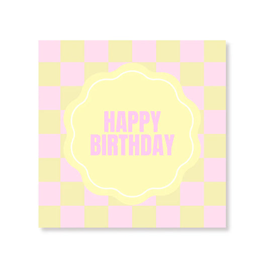 Papieren servetten - 33x33 cm - 3 laags - Roze/geel - Happy birthday