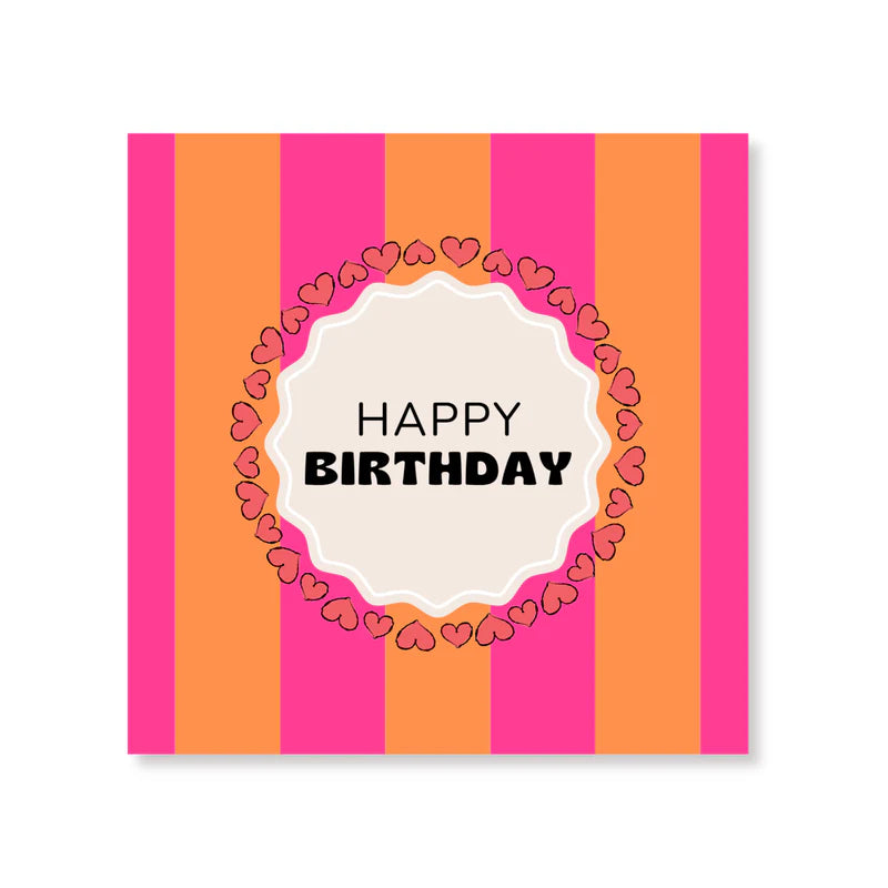 Papieren servetten - 33x33 cm - 3 laags - roze/oranje - Happy birthday