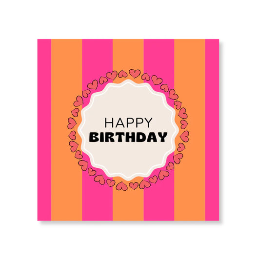 Papieren servetten - 33x33 cm - 3 laags - roze/oranje - Happy birthday